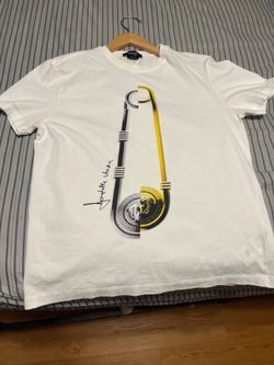 Versace Men's Biggie Coin Safety Pin Graphic Tee