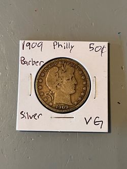 1909 Barber Silver Half Dollar Philadelphia VG