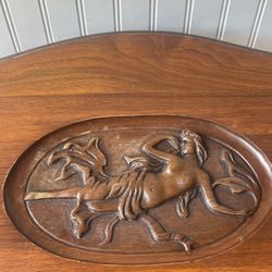 Antique Coffee Table With Carved Mermaid 