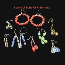 8 Pairs Of Boho chic Handmade Earrings