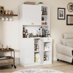 NIB Kitchen Pantry Cabinet Glossy White 