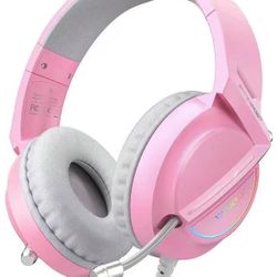 Gaming Headset C for PC, PS4, PS5, Xbox One, Nintendo Switch, PS4 Headset with Crystal Noise Cancelling Microphone & LED Light, Gaming Headphones