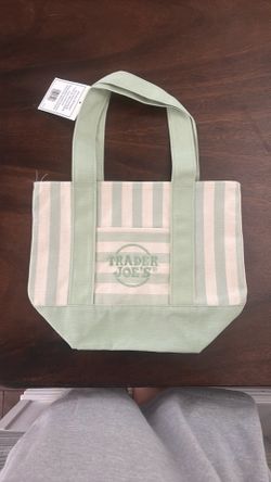 Trader Joe’s Striped Mini Canvas Tote Bag (green)