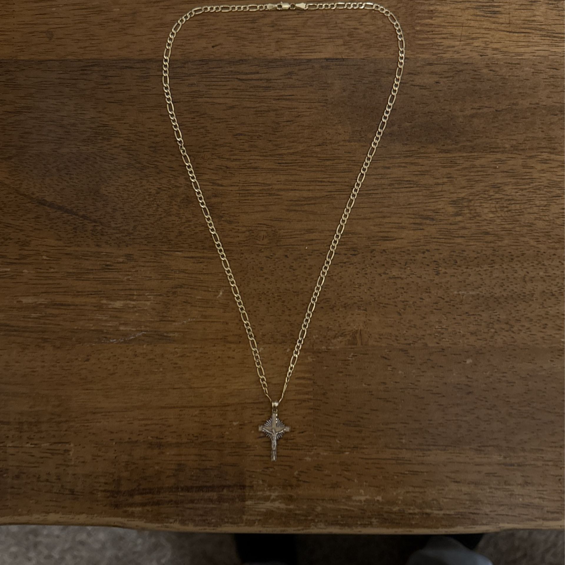 Gold Fígaro Chain And Cross Pendant - CHECK DESCRIPTION