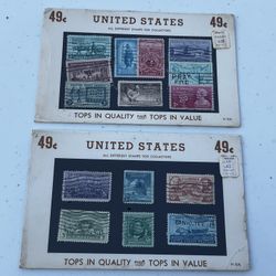 vintage "Thrifty" branded packets of United States postage stamps