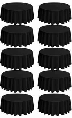 10 Pack 108 inch Black color Round Tablecloths