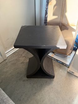 Black Wood Side Table with Curved Base