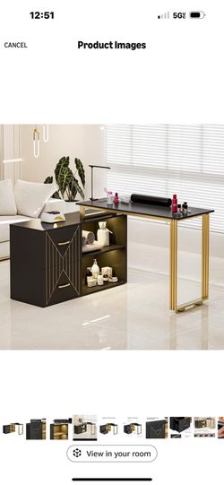Manicure Table for Nail Tech with Wrist Cushion, (Black）
