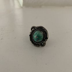 Vintage Turquoise & Silver Ring Native American Oklahoma Navajo 60’s 70’s