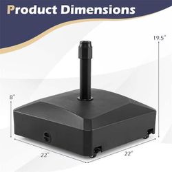 176 lbs. Mobile Fillable Patio Umbrella Base with 4 Wheels 2 Locks for 1.4-1.9 in. Pole in Black $36