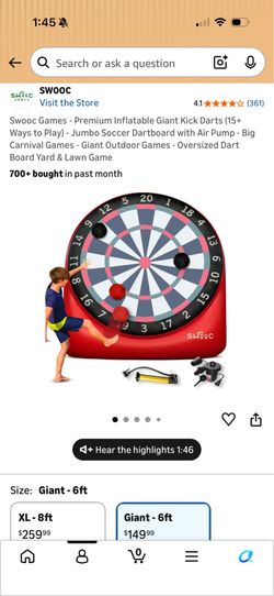 Inflatable Giant Kick Darts