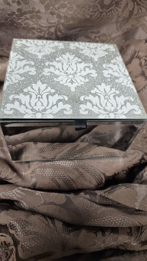 Glass Decorative Box With Black Velvet Interior