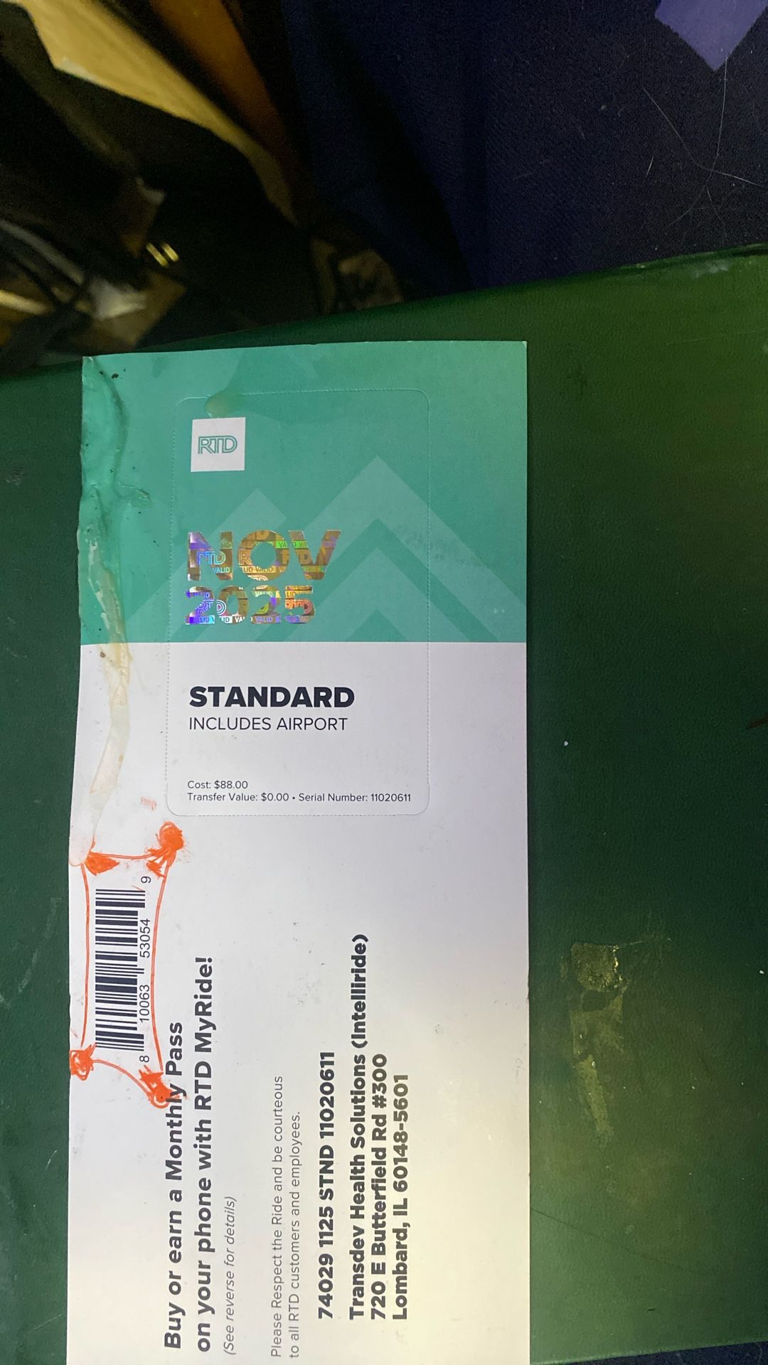 Denver RTD Month Pass For Dec Standard Includes Airport Unlimited Rides Normally $88 Half Price $44