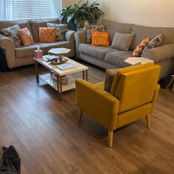 Living Room Set - Couch + Chairs + Pillows