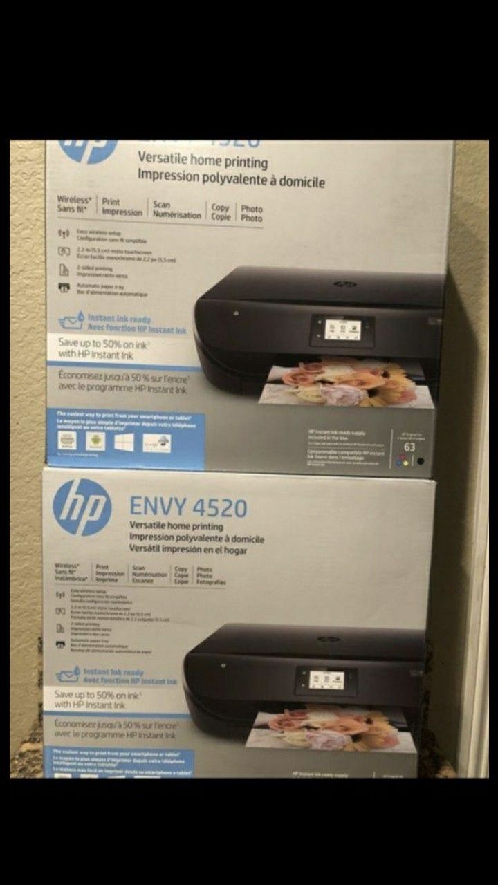 BRAND NEW SEALED HP ENVY 4520 WIRELESS ALL-IN-ONE INSTANT INK READY TOUCH SCREEN -PRINTER WITH SCANNER AND COPIER & MORE -BLACK FIRM $70 EACH