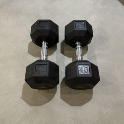 40 LB Rubber Hex Dumbbells