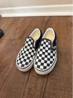 Vans Kids Checkered Slip On Navy Blue