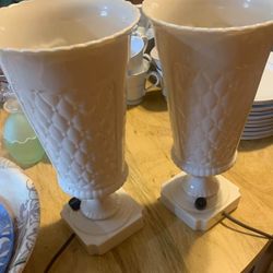 Vintage Torchiere Diamond Pattern Table Lamps 