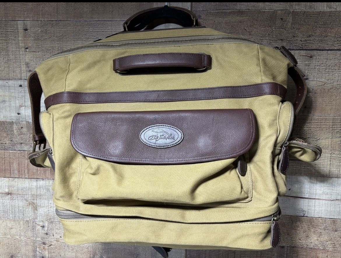 Bob Timberlake Luggage Canvas Duffle Leather Latching Strap Zipper Pulls