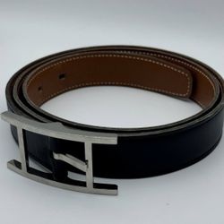 Hermès Hermes Quentin Reversible Belt 90 in Black Togo Leather
