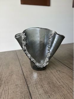 Gray Art Glass Vase