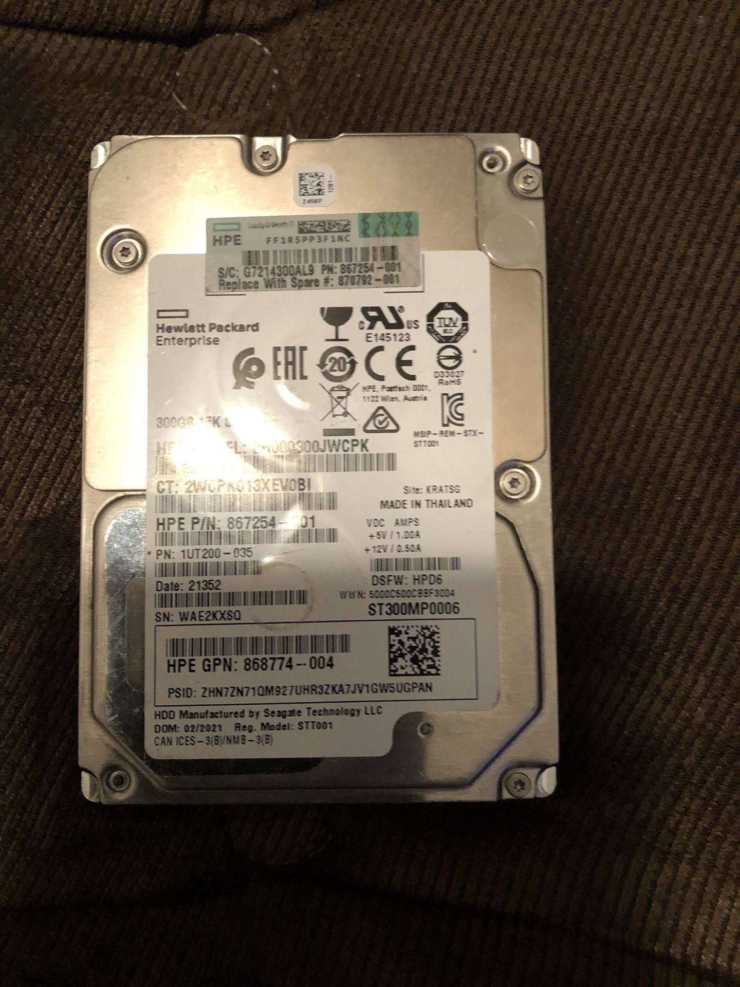 HP 300 GB Laptop SAS Hard Drive 