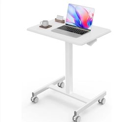 White Mobile Adjustable Standing Desk