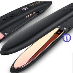 Titanium Flat Iron Hair Straightener/ Curler Dual Voltage / All Hair Types NEW