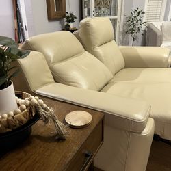 Beige Loveseat Theater Recliner Couch
