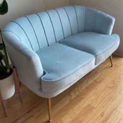 Modern Baby blue Loveseat