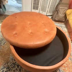 Orange Tufted Storage Ottoman 36”