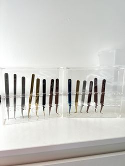 14 Professional Lash tweezers & Two Cammy Nguyen Acrylic Stands