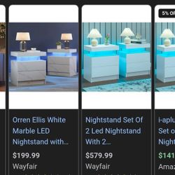 White Marble Bedside Table 