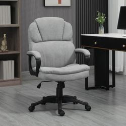 Massage Office Chair with 2 Vibration Motor Points, USB Power, Height Adjustable Executive Computer Chair, Comfy Desk Chair, Gray