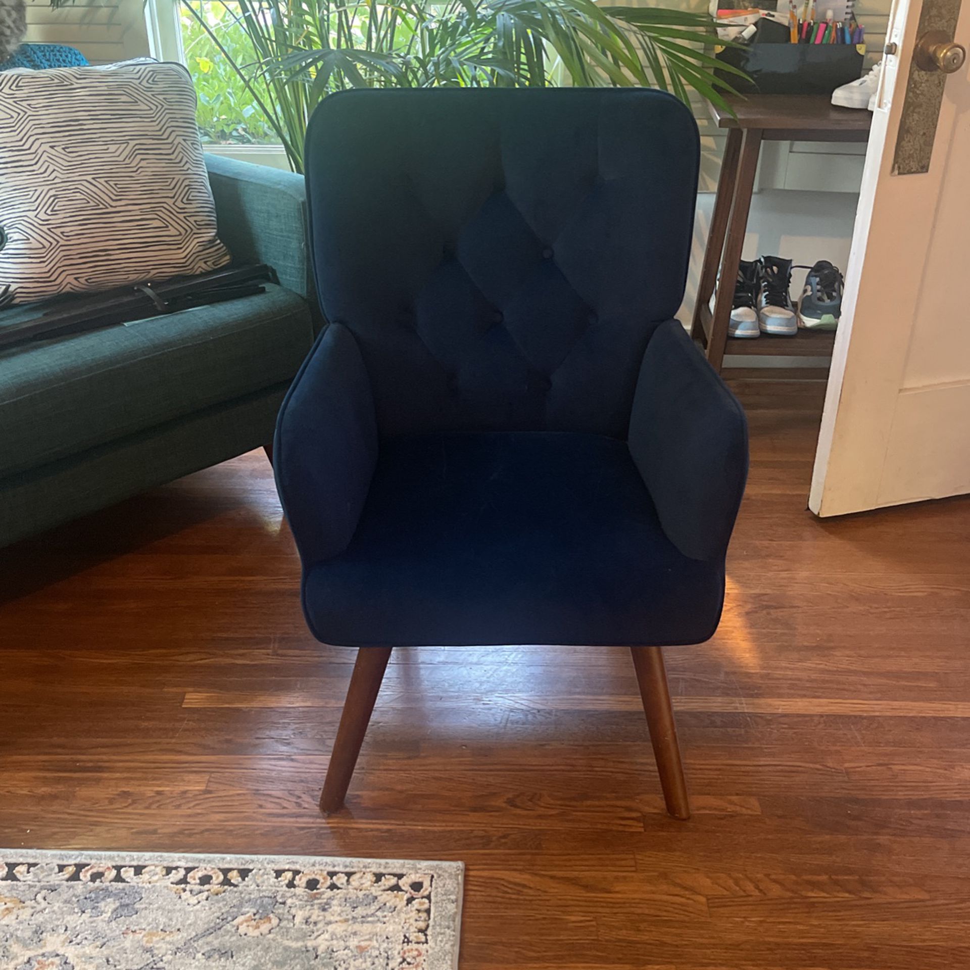 Blue Faux Suede Chair