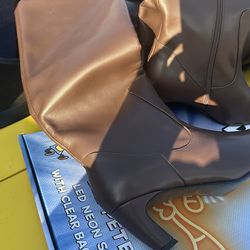 Knee High Boots for Women - Long Tall Boots for Women Faux Leather Block Heel Pointed Toe with Side Zipper Fall Winter  new sz6 -11