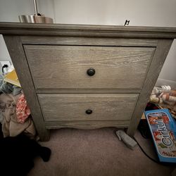 🪵 Rustic Gray 2-Drawer Nightstand / Bedside Table – $70 (OBO) 