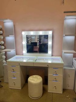  Vanity Table, Mirror and Stool. 