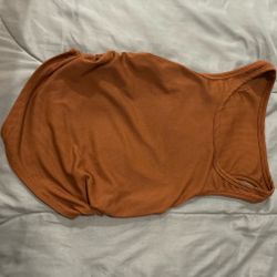 Brown Ribbed Tank Top