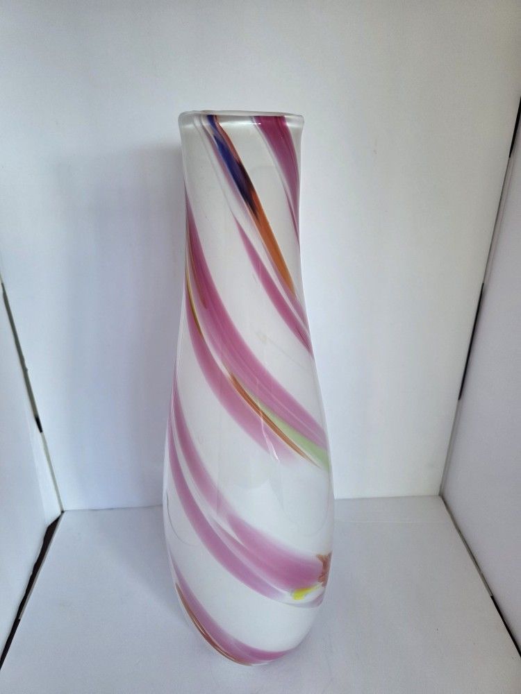ITALIAN MURANO STYLE STRIPED VASE