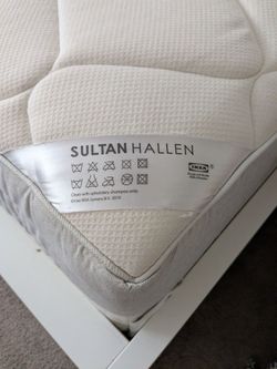 IKEA Sultan Hallen full size Mattress, box spring and bedframe (4 rolling storage drawers)