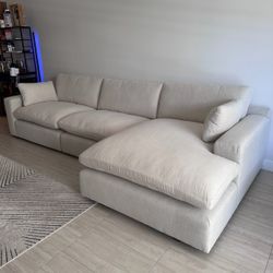NEW Beige Linen Cloud Couch Sectional