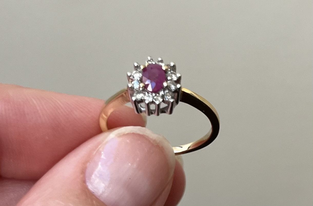Vintage 14k Gold Ruby Ring with Diamonds