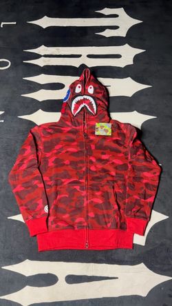 Bape Zip Up Red Hoodie