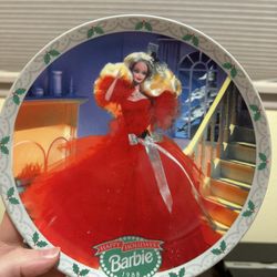 Enesco Vintage 1988 Christmas Happy Holidays Barbie Collectible Plate NIB 