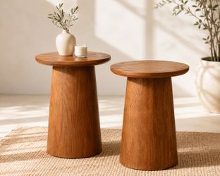 Round Pedestal Accent Tables (2) - Hearth & Hand Collection with Magnolia