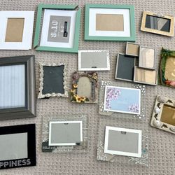large lot of picture frames glass clear decorative tropical shells various sizes table top bundle