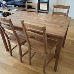 Wooden Dining Table With Four Chairs