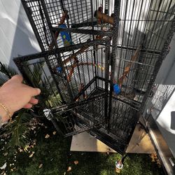 Large Parrot Cage with Rolling Stand & Top Play Area