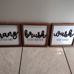 3 Piece Bathroom Decor Signs 